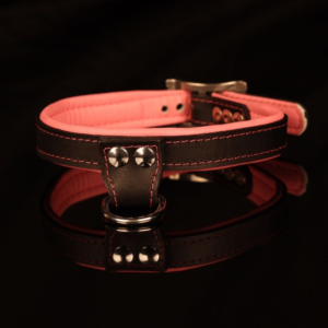Straight leather collar with overhang. Real edge collar.